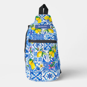 Sommermajolika blau sizilianische Zitrusfrüchte Mi Crossbody Bag