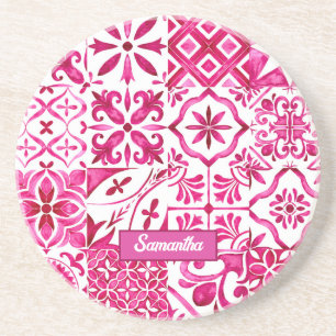 Sommermajolika rot sizilianische Mittelmeer Getränkeuntersetzer