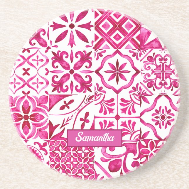 Sommermajolika rot sizilianische Mittelmeer Getränkeuntersetzer (Vorne)