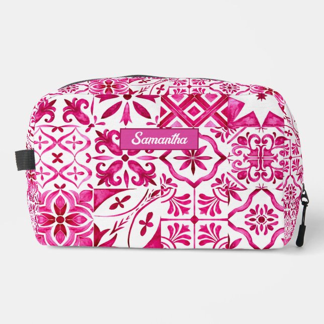 Sommermajolika rot sizilianische Mittelmeer Waschbeutel (Vorderseite)