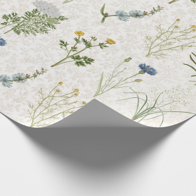 Sommermauer Vintage Wildblume Geschenkpapier (Ecke)