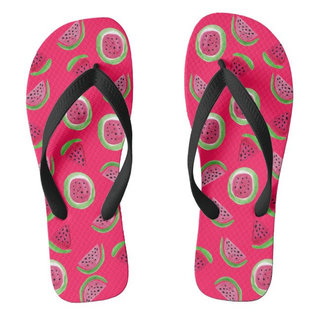 Sommermelodie: Watermelon Wasserfarben Flip Flops (Fußbett)