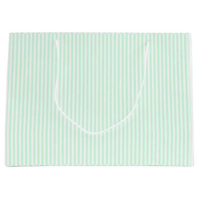 Sommerminte blassgrüne Minze und weißer Streifen Große Geschenktüte (Vorderseite)