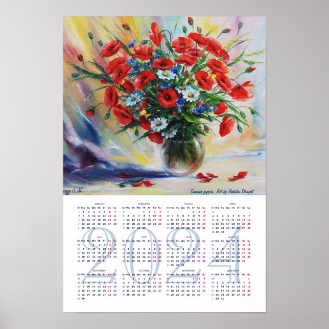 Sommermohn. Fine Art Calendar 2024 Poster (Vorne)