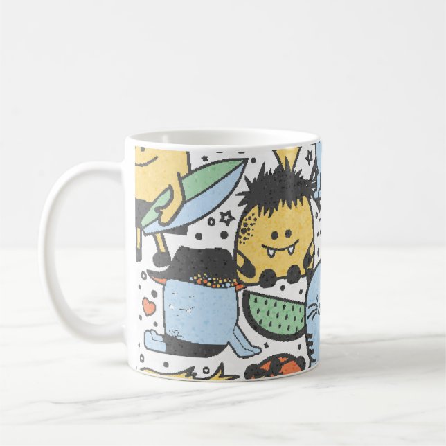 Sommermonster, farbenfrohe, nahtlose Muster Kaffeetasse (Links)