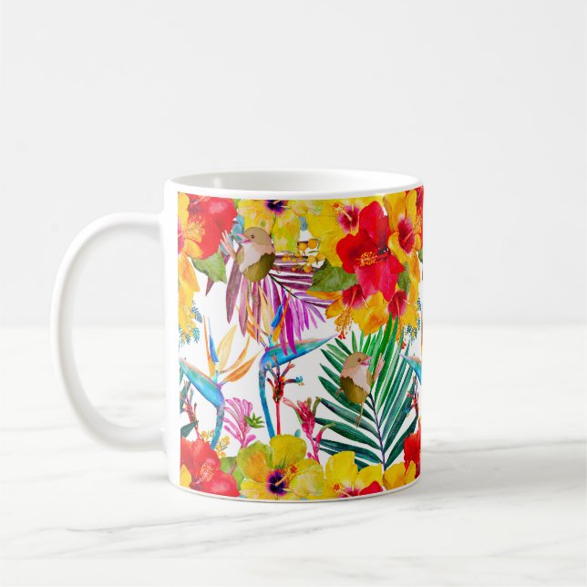 Sommermuster des tropischen Hibiskus Kaffeetasse (Links)
