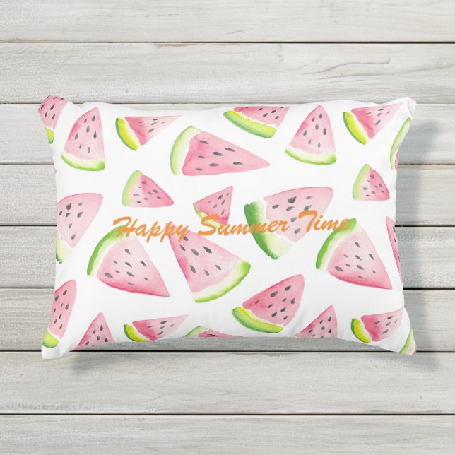 Sommermuster Früchte Wassermelone Rosa und Weiß Kissen Für Draußen (Vorderseite)