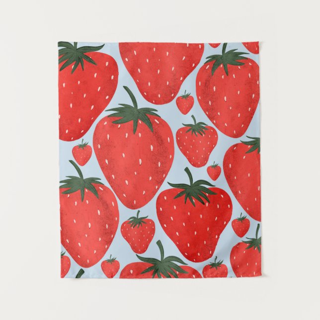 Sommermuster mit leicht abgeschiedenen Erdbeeren Wandteppich (Vorderseite)