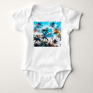 Sommermuster, tropische Bäume, Himmel. Baby Strampler