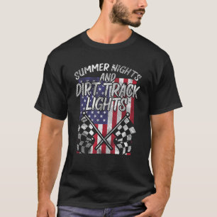 Sommernacht dunkle Spurleuchten Flag Motocross Rac T-Shirt