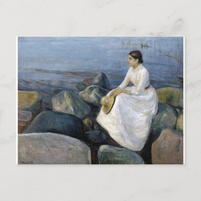 Sommernacht. Inger am Strand von Edvard Munch Postkarte (Vorderseite)