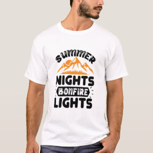 Sommernacht Lagerfeuer Lichter T-Shirt