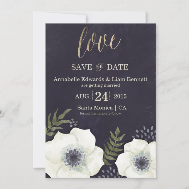 Sommernachts-Blume Hochzeit Speichern Sie die Datu Save The Date (Vorderseite)