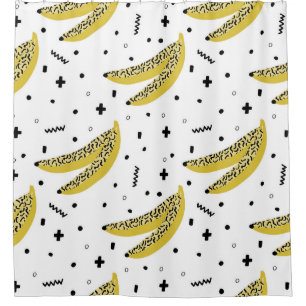 Sommernahtloses Muster mit Bananen in der Pop Art Duschvorhang
