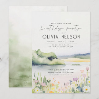 Sommernatur und Wildblumen Geburtstagsparty Einladung