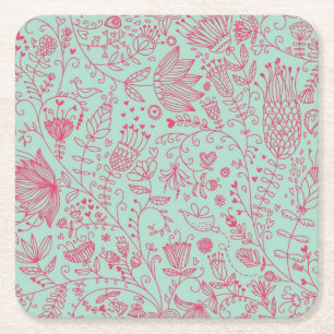 Sommerniedliches Blumenmuster Rechteckiger Pappuntersetzer