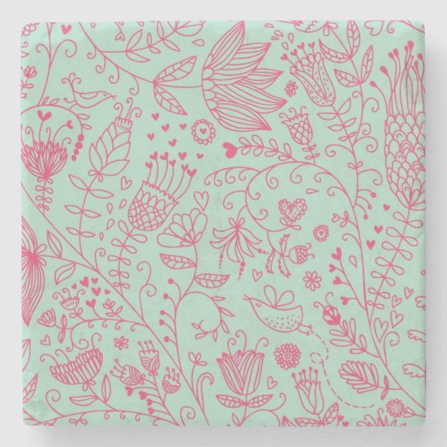 Sommerniedliches Blumenmuster Steinuntersetzer (Vorderseite)