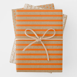 Sommerorangen auf Imitaten Rustikale braune Kraft Geschenkpapier Set