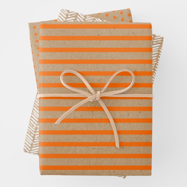 Sommerorangen auf Imitaten Rustikale braune Kraft Geschenkpapier Set (Beispiel)