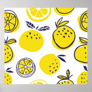 Sommerorangen: Stilvolles Fruchtmuster. Poster