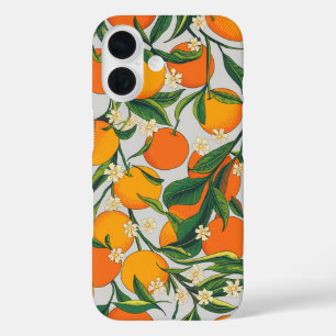 Sommerorangen Zitrusfrüchte Blumenmuster iPhone 16 Hülle