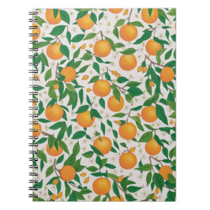 Sommerorangen Zitrusfrüchte Blumenmuster Notizblock