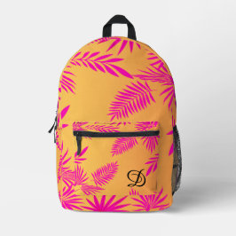 Sommerpalme mit tropischen Blätter in orangefarben Bedruckter Rucksack