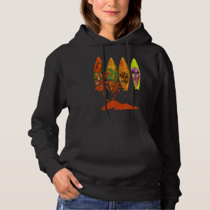 Sommerpalmen Bäume Wassersport Surfboard Surfer Hoodie