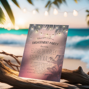 Sommerpalmenbäume-Lichter der Hochzeitstag-Engagem Einladung
