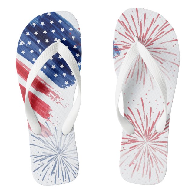 Sommerparade Red White Blue am 4. Juli Flip Flops (Fußbett)