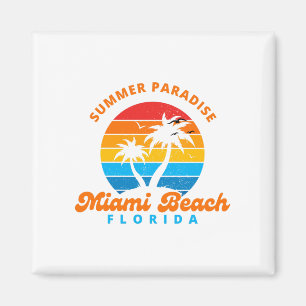Sommerparadies Miami Beach Florida-Sunset-Palms Magnet