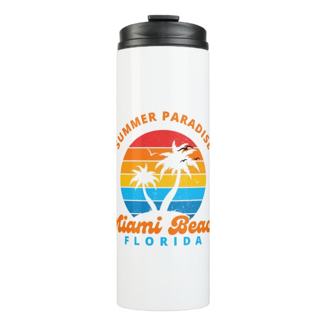 Sommerparadies Miami Beach Florida-Sunset-Palms Thermosbecher (Vorderseite)