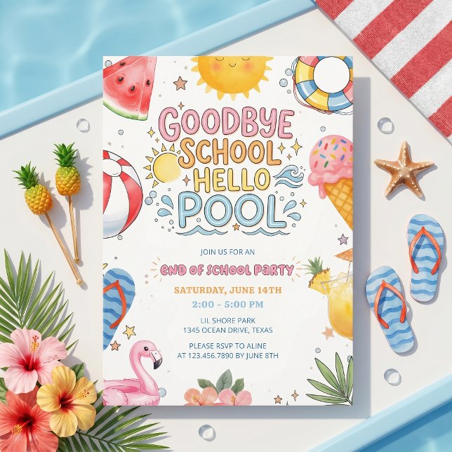 Sommerparty Abschied Schule Hallo Pool Einladung  (Von Creator hochgeladen)