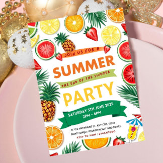 Sommerparty Einladung Ende des Sommers Poolparty