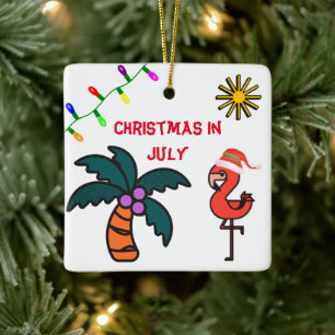 Sommerparty Flamingo Christmas im Juli  Keramikornament