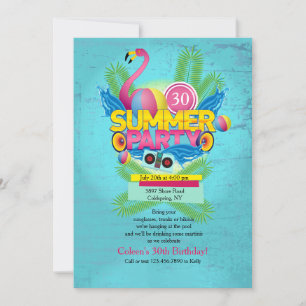 Sommerparty-Flamingo-Einladung Einladung