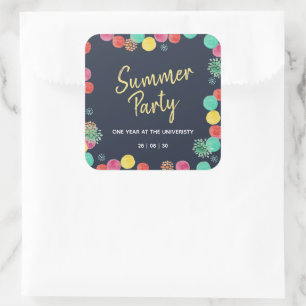 Sommerparty-Lampions-Einladung Quadratischer Aufkleber