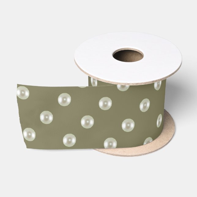 Sommerperlen auf Taupe Satinband (Spule)