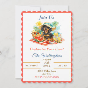 Sommerpicknick Süßer Dachshund-Welpe Personalisier Einladung