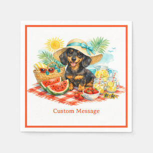 Sommerpicknick Süßer Dachshund-Welpe Personalisier Serviette