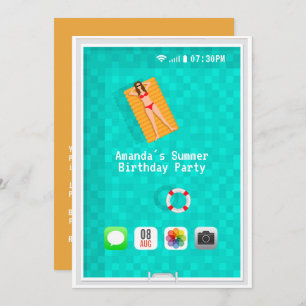 Sommerpool Geburtstagsparty Einladung