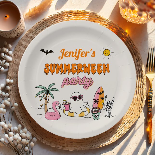 Sommerpool-Halloween-Geburtstagsfeier Pappteller (Von Creator hochgeladen)
