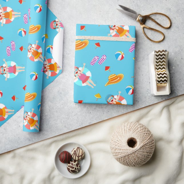 Sommerpool-Strandleben-Einwickelpapier Geschenkpapier (Kunsthandwerk)