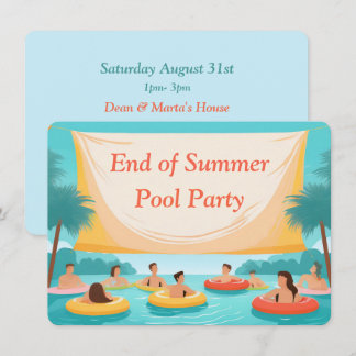 Sommerpoolparty-Ende benutzerdefinierte Einladung