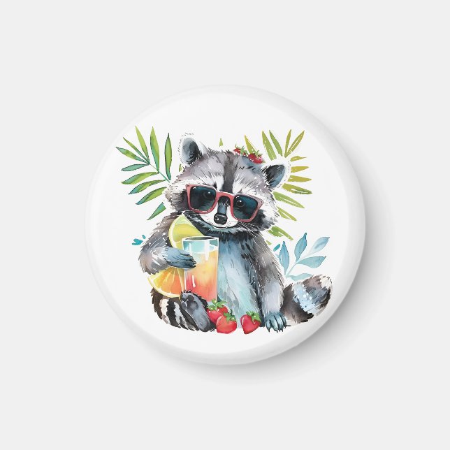 Sommerrakoon in Sonnenbrille Beach Chillout Magnet (Vorne)