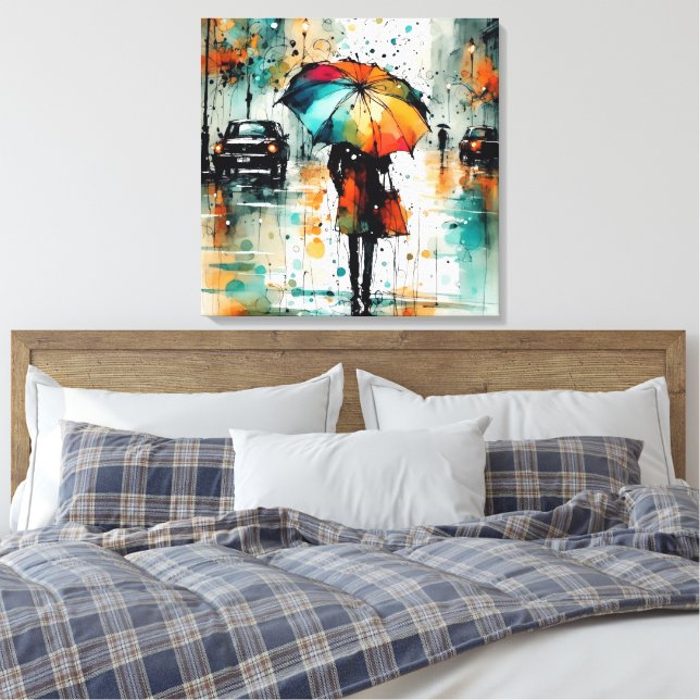 Sommerregen in der Stadt 2 Leinwanddruck (Insitu (Schlafzimmer))