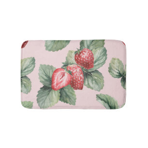 Sommerreife Erdbeeren: Aquarellfarben Rosa Badematte