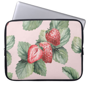 Sommerreife Erdbeeren: Aquarellfarben Rosa Laptopschutzhülle