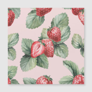 Sommerreife Erdbeeren: Aquarellfarben Rosa Magnetkarte