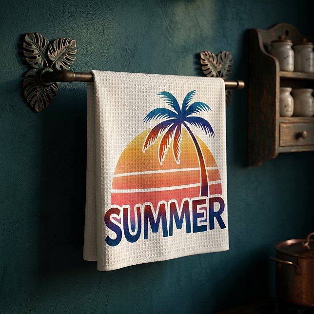 Sommerretro-Sonnenuntergang Geschirrtuch (Von Creator hochgeladen)